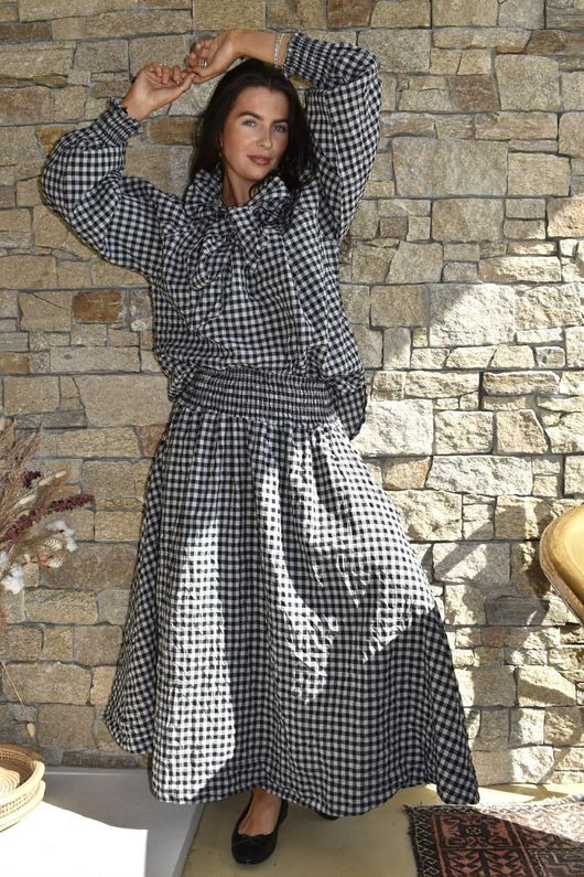 Nonni Gingham Ripley Skirt Black Grey